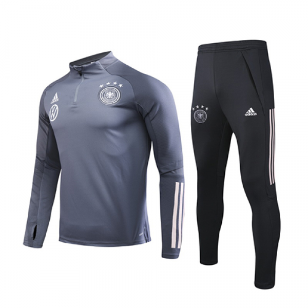 2020 Germany Dark  Gray Zipper Sweat Shirt Kit(Top+Trouser)