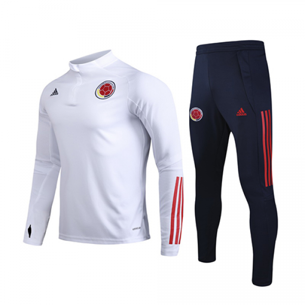 2020 Colombia White Zipper Sweat Shirt Kit(Top+Trouser)