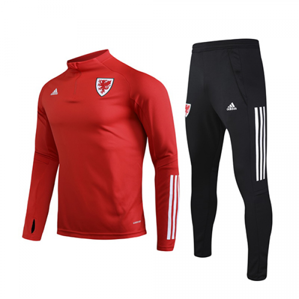 2020 Wales Red&Black Zipper Sweat Shirt Kit(Top+Trouser)