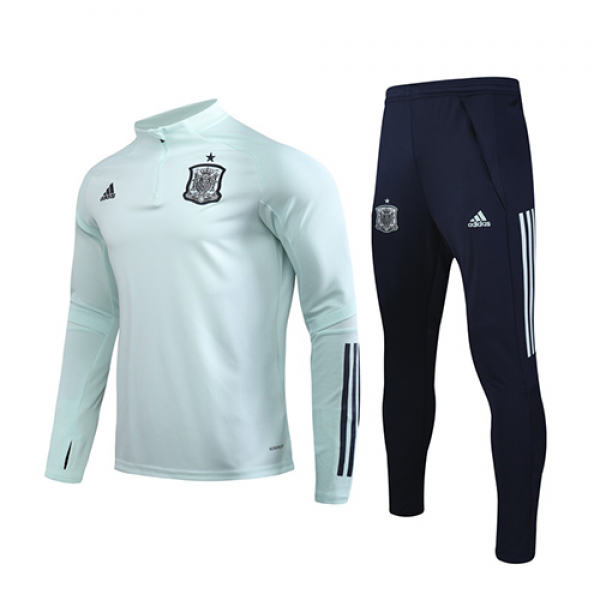 2020 Spain Light Green Zipper Sweat Shirt Kit(Top+Trouser)