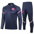 2020 England Navy Zipper Sweat Shirt Kit(Top+Trouser)