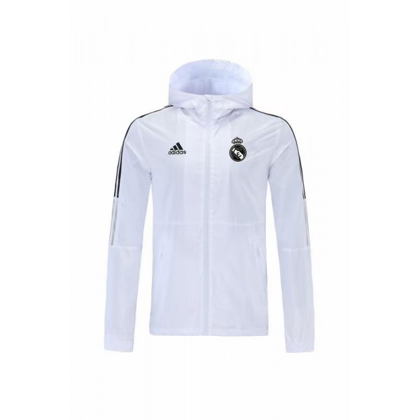 Real Madrid Windbreaker Hoodie Jacket White&Black 2021/22