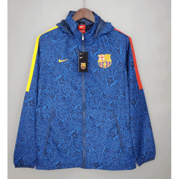 Barcelona Windbreaker Hoodie Jacket Blue 2021/22