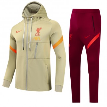 Liverpool Hoodie Training Kit Khaki&Red (Jacket+Pants) 2021/22