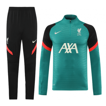 Liverpool Zipper Sweatshirt Kit Green&Black (Top+Pants) 2021/22
