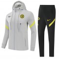 Chelsea Hoodie Training Kit Gray&Black (Jacket+Pants) 2021/22