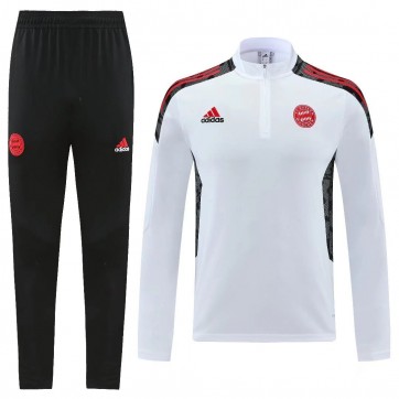 Bayern Munich Zipper Sweatshirt Kit(Top+Pants) White&Black 2021/22