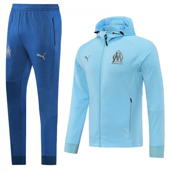 Marseille Hoodie Training Kit (Jacket+Pants)Light Blue&Navy 2021/22