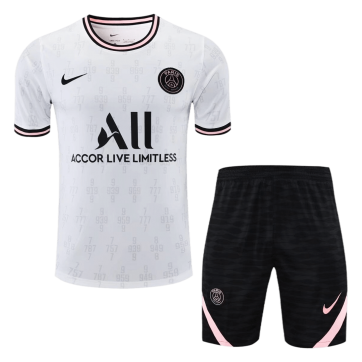 PSG Soccer Jersey Training Kit(Jersey+Short) White&Black Replica 2021/22