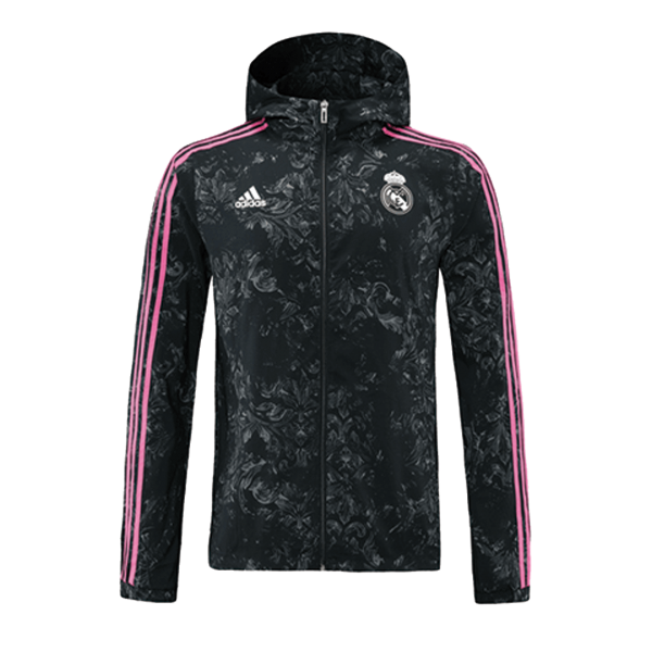 Real Madrid 21/22 Windbreaker Hoodie Jacket Black