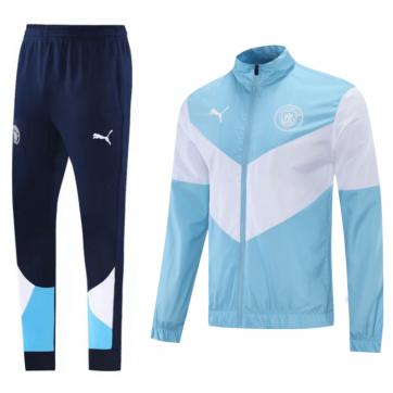 Manchester City Windbreaker Hoodie Kit (Jacket+Pants) Light Blue&White 2021/22