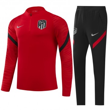 Atletico Madrid Zipper Sweatshirt Kit(Top+Pants) Red&Black 2021/22