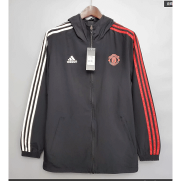 Manchester United Windbreaker Hoodie Jacket Black 2021/22