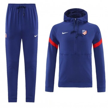 Atletico Madrid Hoodie Sweatshirt Kit(Top+Pants) Blue 2021/22