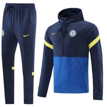 Chelsea Hoodie Sweatshirt Kit(Top+Pants) Black&Blue 2021/22