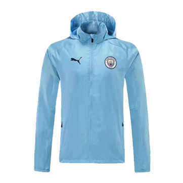 21/22 Manchester City Light Blue Windbreaker Hoodie Jacket