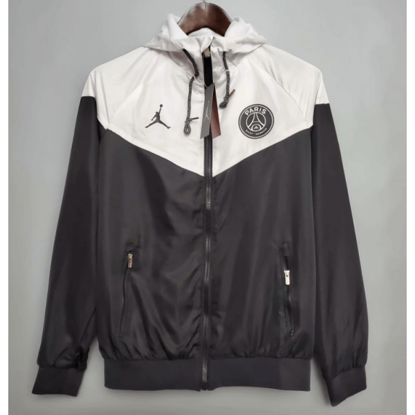 PSG Windbreaker Hoodie Jacket Black&White 2021/22