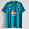 Brazil Soccer Jersey Pre-Match Blue 2021