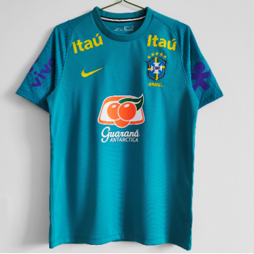 Brazil Soccer Jersey Pre-Match Blue 2021