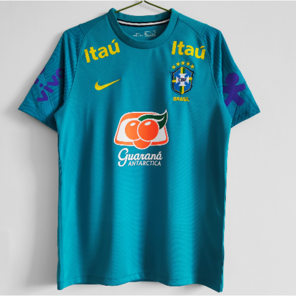 Brazil Soccer Jersey Pre-Match Blue 2021